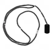 Мужские бусы Everiot Select LNS-3099 из матового агата и подвеской в форме армейского жетона