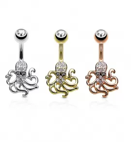 Серьга-банан для пирсинга пупка PiercedFish "Осьминог" NSQ-5019