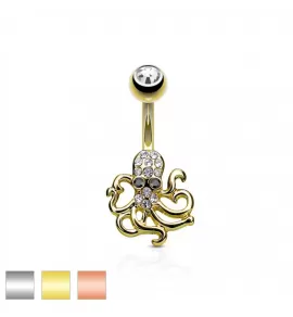 Серьга-банан для пирсинга пупка PiercedFish "Осьминог" NSQ-5019