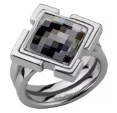 Кольцо из стали Everiot AAB-861RSSBK с кристаллом Swarovski