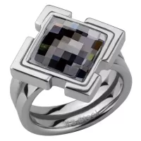 Кольцо из стали Everiot AAB-861RSSBK с кристаллом Swarovski