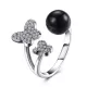 Незамкнутое кольцо Everiot RA-XP-14210 с черным искусственным жемчугом, регулируемое
