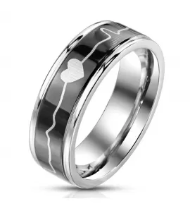Кольцо из стали TATIC RSS-6810 с изображением кардиограммы сердца