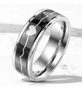 Кольцо из стали TATIC RSS-6810 с изображением кардиограммы сердца