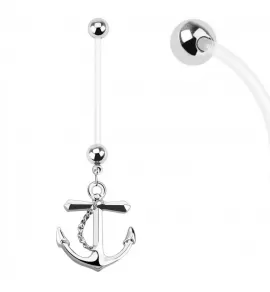 Серьга банан для пирсинга пупка с якорем PiercedFish NPG15237 для беременных