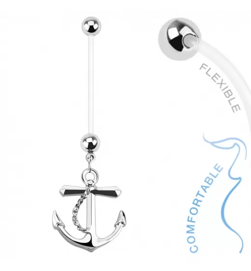Серьга банан для пирсинга пупка с якорем PiercedFish NPG15237 для беременных