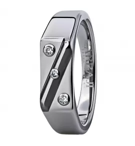 Мужское кольцо из карбида вольфрама CARRAJI R-TU-0097 с фианитами