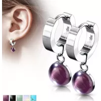 Серьги-кольца женские из стали Spikes SE3560S с натуральными камнями