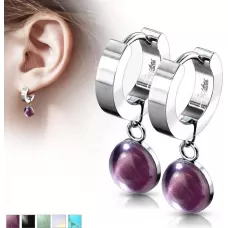 Серьги-кольца женские из стали Spikes SE3560S с натуральными камнями