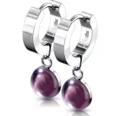 Серьги-кольца женские из стали Spikes SE3560S с натуральными камнями