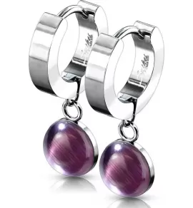 Серьги-кольца женские из стали Spikes SE3560S с натуральными камнями