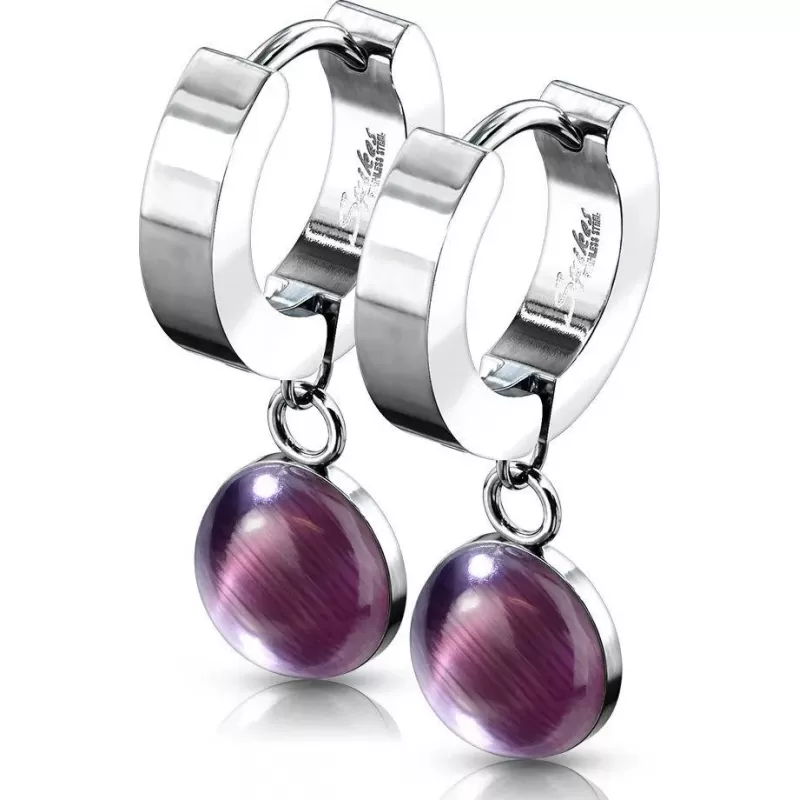 Серьги-кольца женские из стали Spikes SE3560S с натуральными камнями