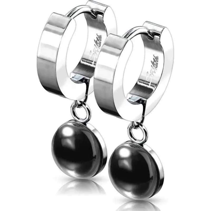 Серьги-кольца женские из стали Spikes SE3560S с натуральными камнями