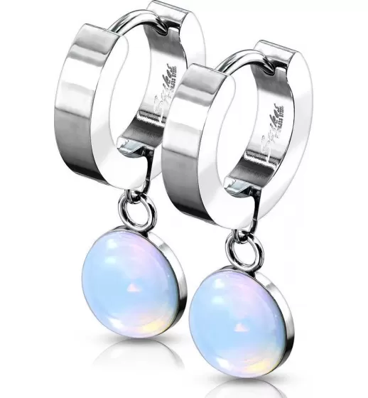 Серьги-кольца женские из стали Spikes SE3560S с натуральными камнями