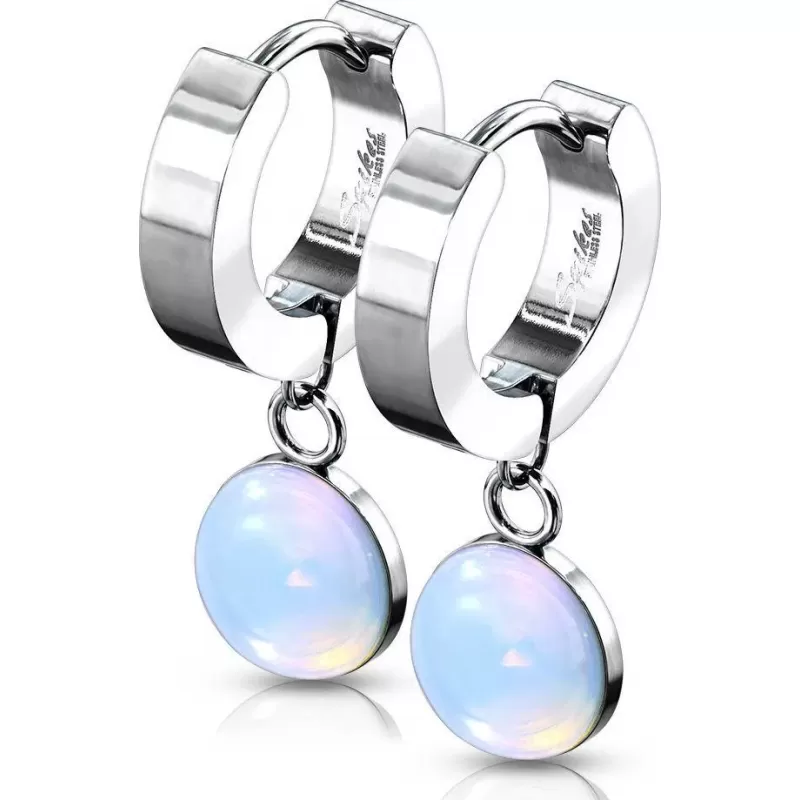 Серьги-кольца женские из стали Spikes SE3560S с натуральными камнями