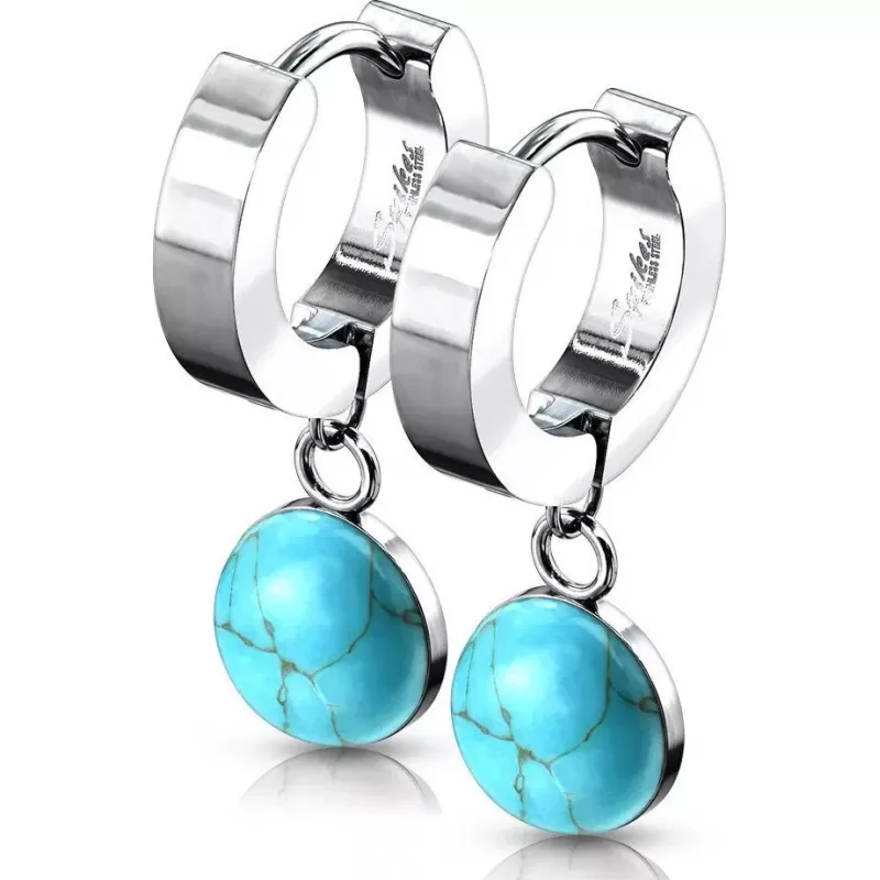 Серьги-кольца женские из стали Spikes SE3560S с натуральными камнями