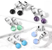 Серьги-кольца женские из стали Spikes SE3560S с натуральными камнями