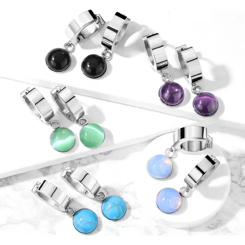 Серьги-кольца женские из стали Spikes SE3560S с натуральными камнями