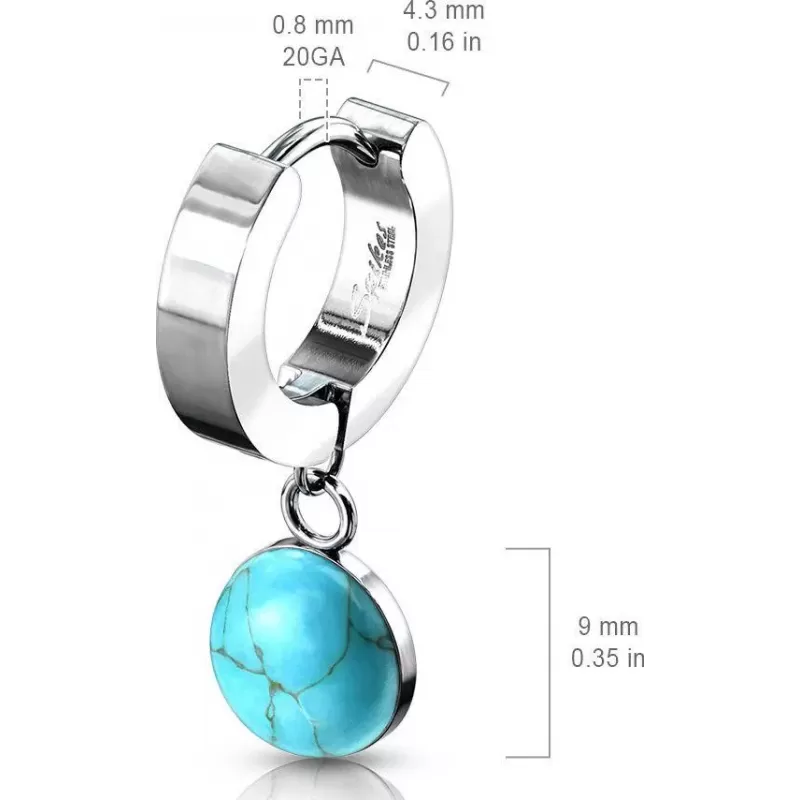 Серьги-кольца женские из стали Spikes SE3560S с натуральными камнями