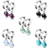 Серьги-кольца женские из стали Spikes SE3560S с натуральными камнями