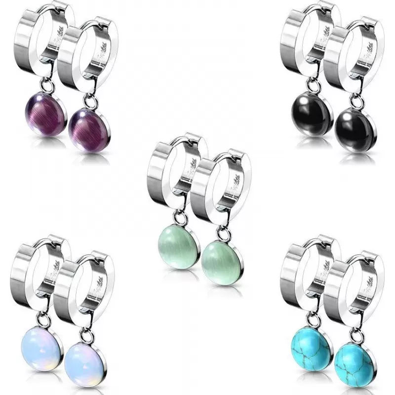 Серьги-кольца женские из стали Spikes SE3560S с натуральными камнями