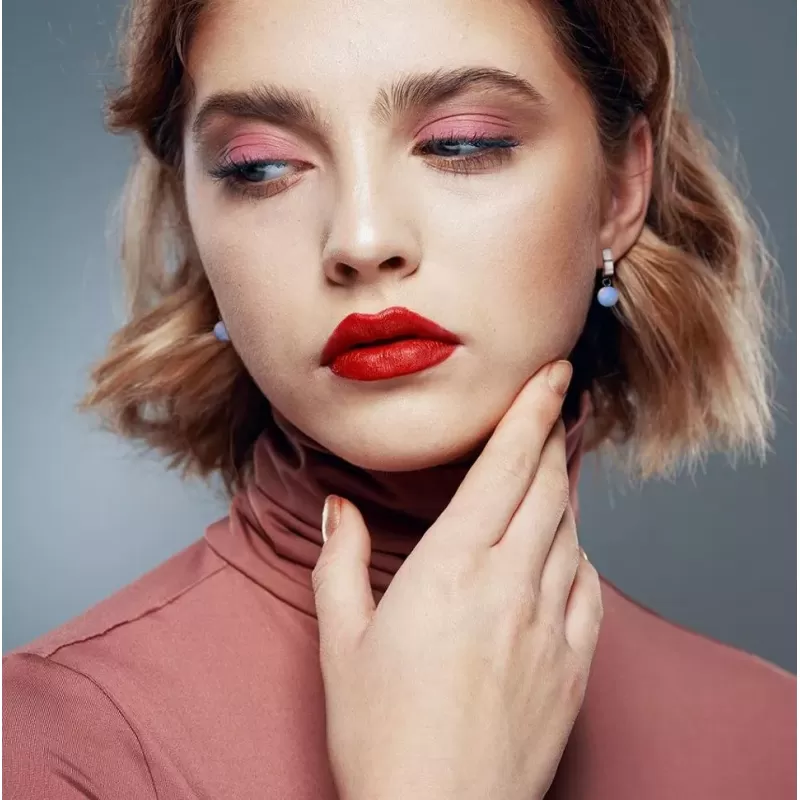 Серьги-кольца женские из стали Spikes SE3560S с натуральными камнями