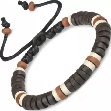 Браслет с бусинами из кости Everiot VD-MJ-1811 темно-коричневый