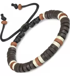 Браслет с бусинами из кости Everiot VD-MJ-1811 темно-коричневый