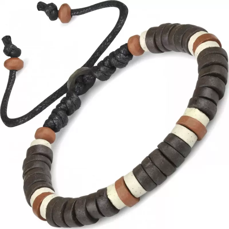Браслет с бусинами из кости Everiot VD-MJ-1811 темно-коричневый