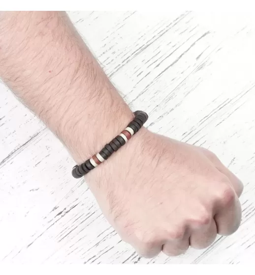 Браслет с бусинами из кости Everiot VD-MJ-1811 темно-коричневый