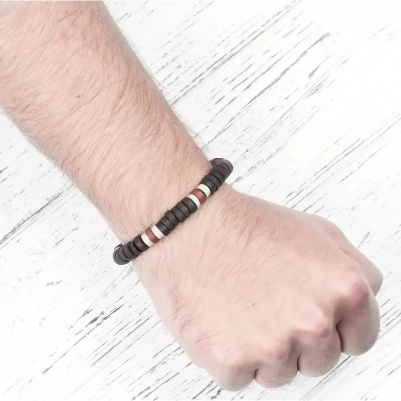 Браслет с бусинами из кости Everiot VD-MJ-1811 темно-коричневый