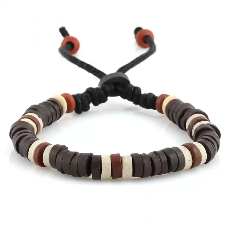 Браслет с бусинами из кости Everiot VD-MJ-1811 темно-коричневый