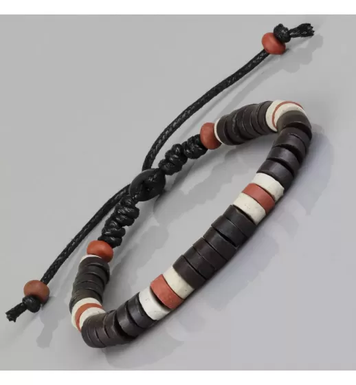 Браслет с бусинами из кости Everiot VD-MJ-1811 темно-коричневый