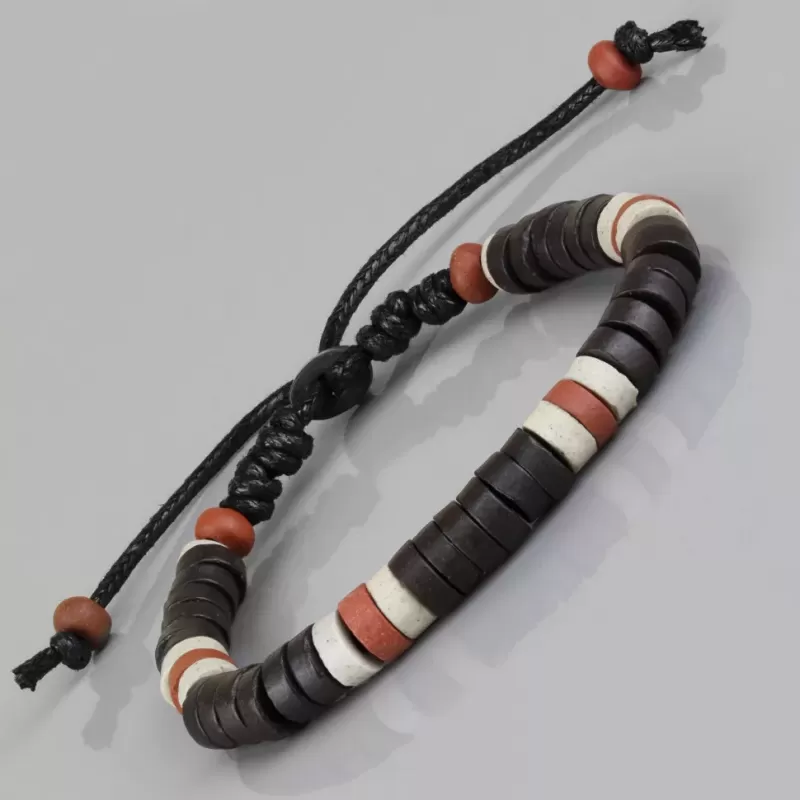 Браслет с бусинами из кости Everiot VD-MJ-1811 темно-коричневый