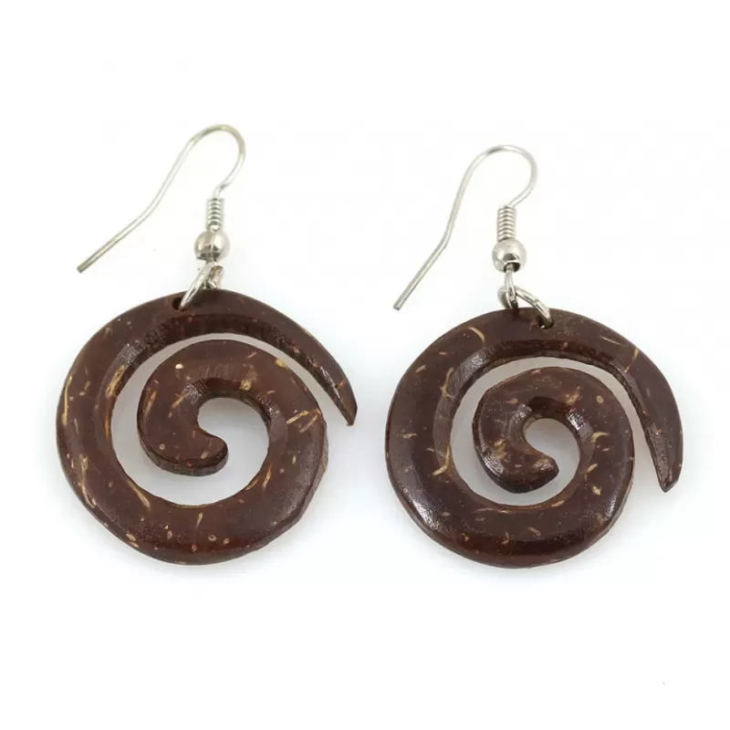 Серьги Indigo ING-RR-153 деревянные в форме спирали