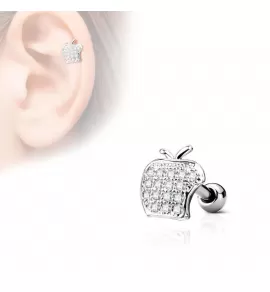 Стальная штанга для пирсинга хряща уха PiercedFish JA19145 в форме яблока