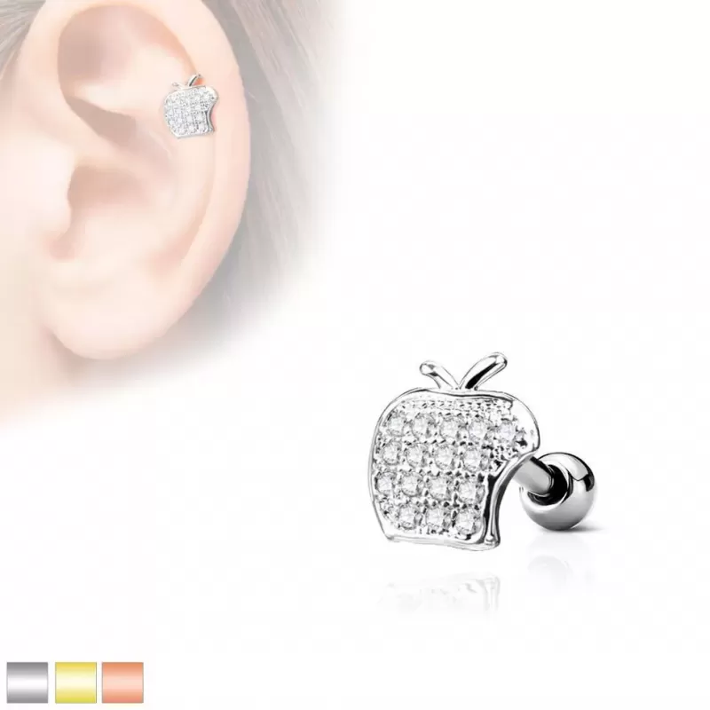 Стальная штанга для пирсинга хряща уха PiercedFish JA19145 в форме яблока