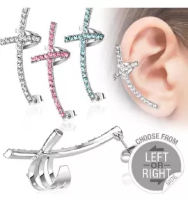 Кафф из стали TATIC EC-024, в форме креста с фианитами