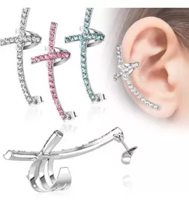 Кафф из стали TATIC EC-024, в форме креста с фианитами