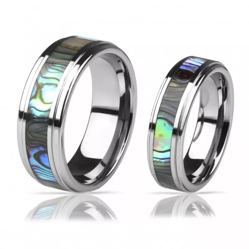 Кольцо из карбида вольфрама INFY R-TG-0105 (R-TU17) со вставкой из галиотиса (с перламутром)