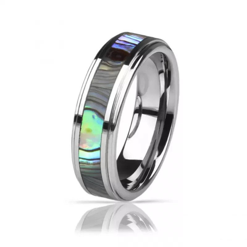 Кольцо из карбида вольфрама INFY R-TG-0105 (R-TU17) со вставкой из галиотиса (с перламутром)