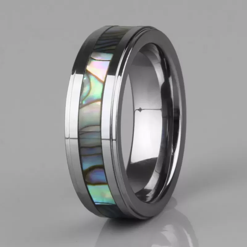 Кольцо из карбида вольфрама INFY R-TG-0105 (R-TU17) со вставкой из галиотиса (с перламутром)