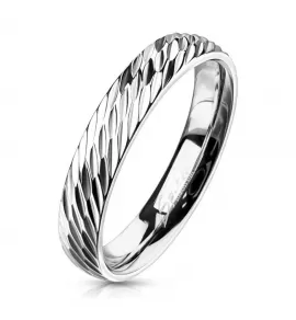 Стальное кольцо Spikes R-M7479S с диагональным узором