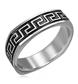 Стальное кольцо CARRAJI RST037 с орнаментом меандр