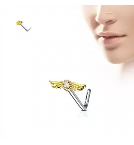 Серьга-гвоздик (нострил) для пирсинга крыла носа PiercedFish NOL-610 с фианитами