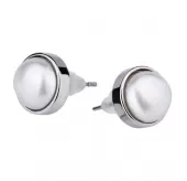 Серьги-гвоздики Everiot AAB-235ESS из стали с перламутровым камнем