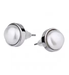 Серьги-гвоздики Everiot AAB-235ESS из стали с перламутровым камнем