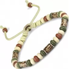 Браслет Everiot VD-MJ-1815 с коричневыми и зелеными бусинами