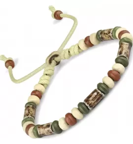 Браслет Everiot VD-MJ-1815 с коричневыми и зелеными бусинами