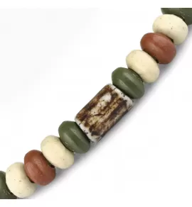 Браслет Everiot VD-MJ-1815 с коричневыми и зелеными бусинами